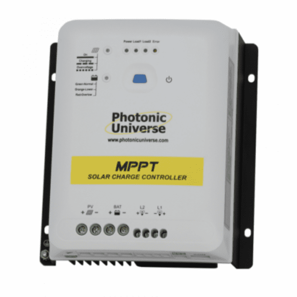 high efficiency 30a mppt solar charge controller with dual fixed load outputs for solar panels up to 390w (12v) / 780w (24v) up to 100v