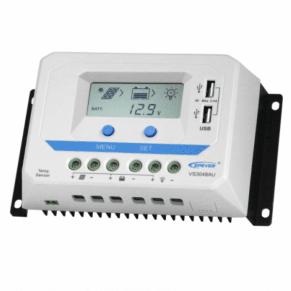 30a 12/24/36/48v solar charge controller / regulator with lcd display and powerful dual usb output (2.4a)