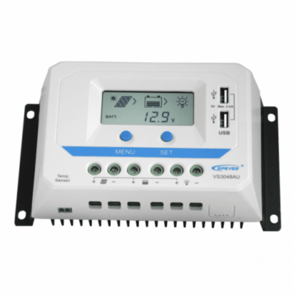 30a 12/24/36/48v solar charge controller / regulator with lcd display and powerful dual usb output (2.4a)