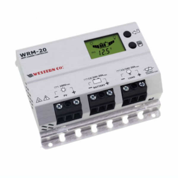 20a 12v/24v mppt solar charge controller with lcd display for vehicles, boats, lighting and off-grid solar systems