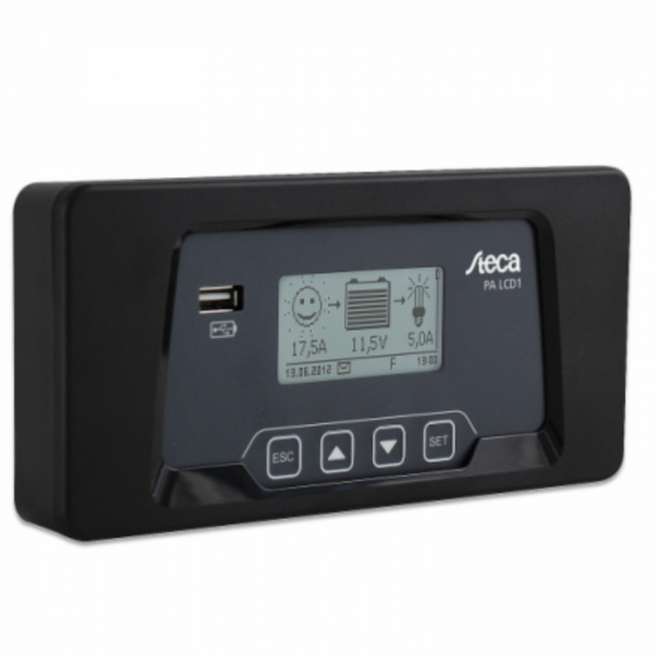 steca pa lcd1 remote meter / display with 5m cable for steca solarix 20a dual battery solar charge controller