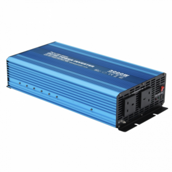 3000w 12v pure sine wave power inverter 230v ac output (uk sockets), with remote on/off switch