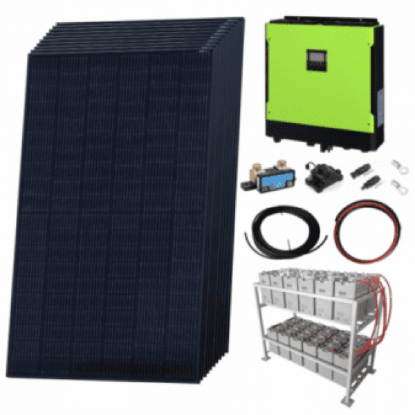 Premium 3.8Kw Grid-Tie Solar Power Kit With Lg Solar Panels, 5.5Kw Hybrid Inverter And 24Kwh Battery Bank