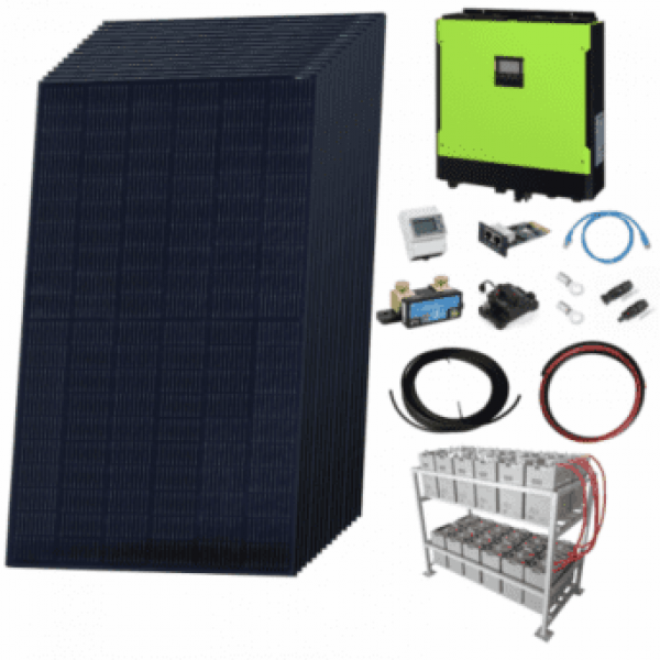 Premium 5.3Kw Grid-Tie Self-Consumption Solar Power Kit With Lg Solar Panels, 5.5Kw Hybrid Inverter And 24Kwh Battery Bank