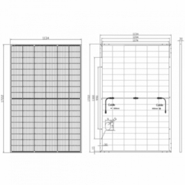400W Bi-Facial Monocrystalline Solar Panel With 60Cm Cable