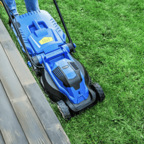 Hyundai Electric Lawn Care Bundle, 1300W 33cm Cut Lawn Mower & 250W Grass Trimmer | HYM3313EGT