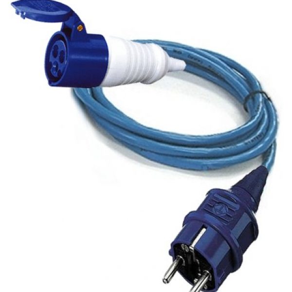 One Metre Fly Lead EU Schuko Plug to 16a Blue Commando Socket