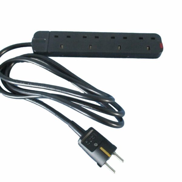 One Metre Fly Lead EU Schuko Plug to UK 3 Pin Socket (4 gang)