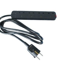 One Metre Fly Lead EU Schuko Plug to UK 3 Pin Socket (4 gang)